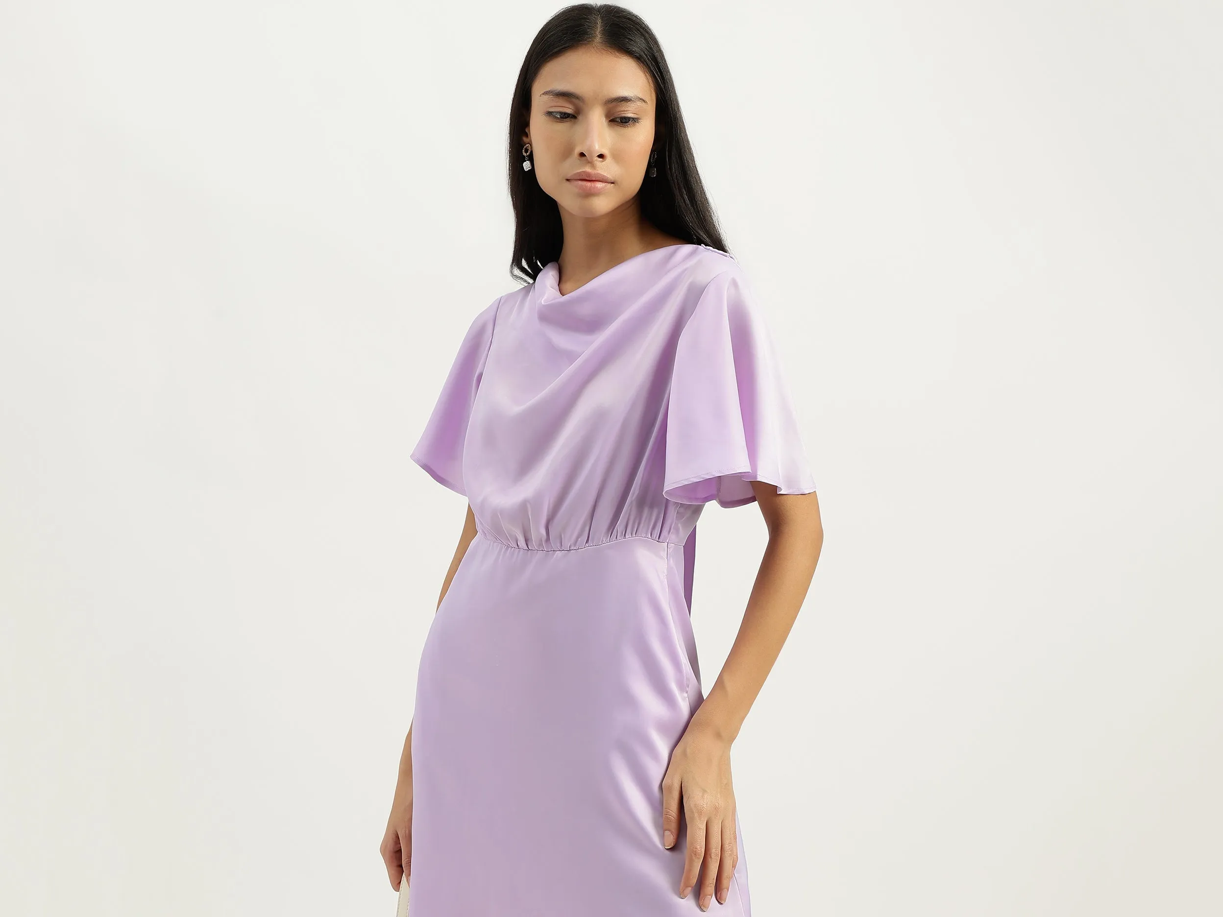 Cowl Neck Solid Dresses