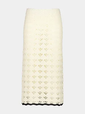 Cream and Black Rhiannon Crochet Midi Skirt