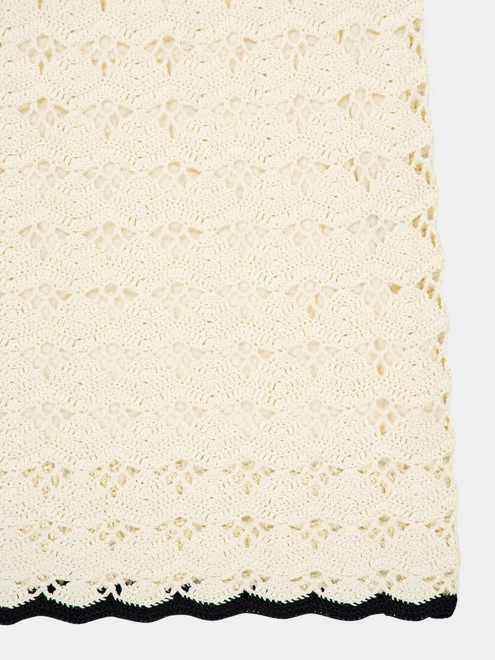 Cream and Black Rhiannon Crochet Midi Skirt