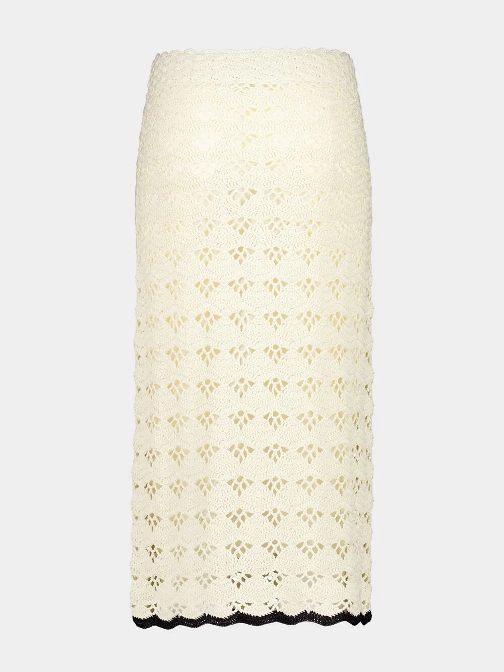 Cream and Black Rhiannon Crochet Midi Skirt