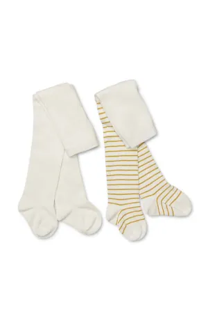 Cream and Gold Tights 2 Pack