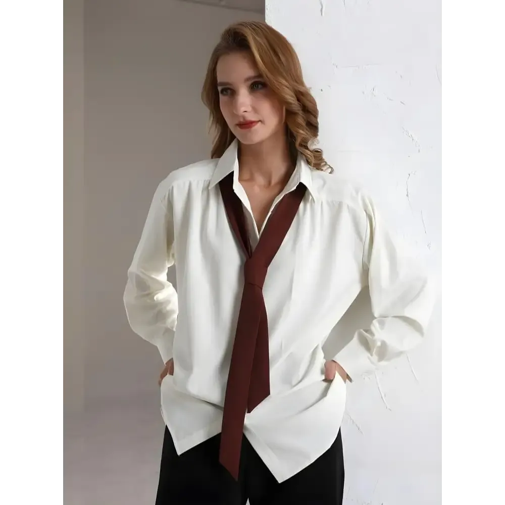 Cream Classic Shirt for Light Academia and Y2K Style