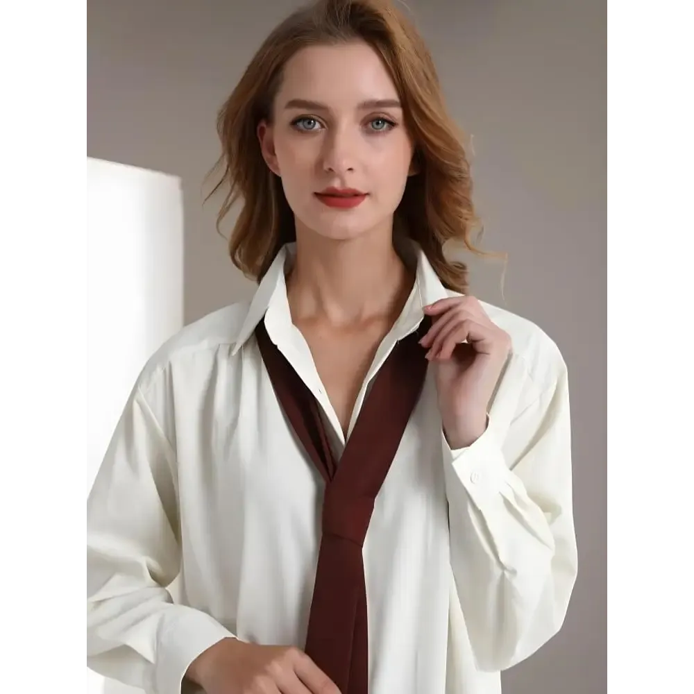 Cream Classic Shirt for Light Academia and Y2K Style