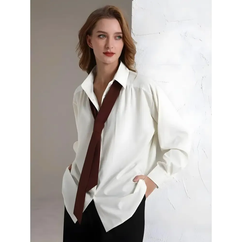 Cream Classic Shirt for Light Academia and Y2K Style