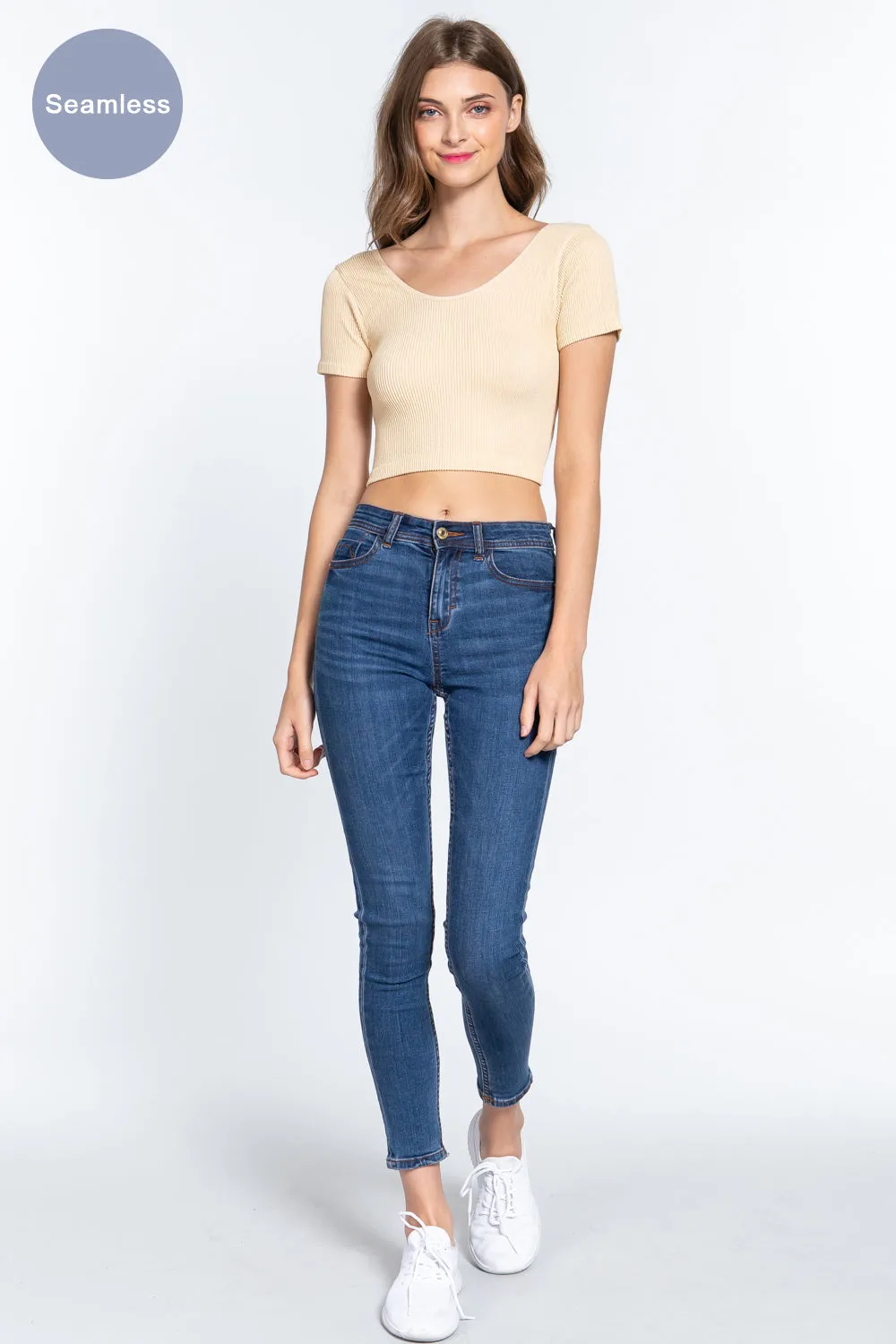 Cross Back Rib Seamless Crop Top