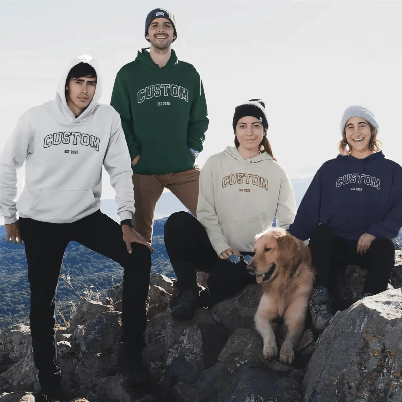 Custom Embroidered Word & Established Date Unisex Hoodies
