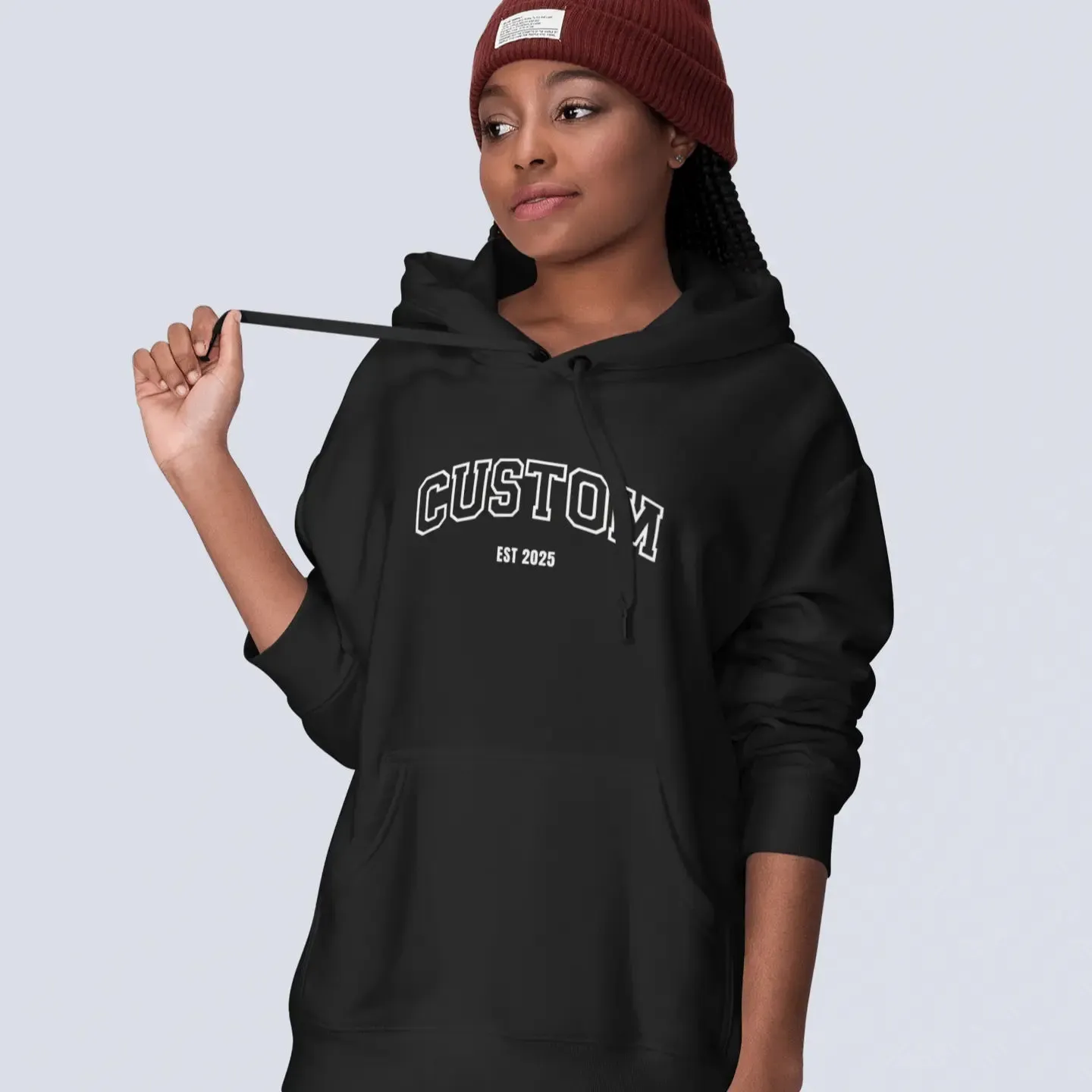 Custom Embroidered Word & Established Date Unisex Hoodies