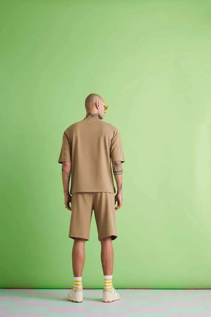 Dapper Zip-up Tee - Sand