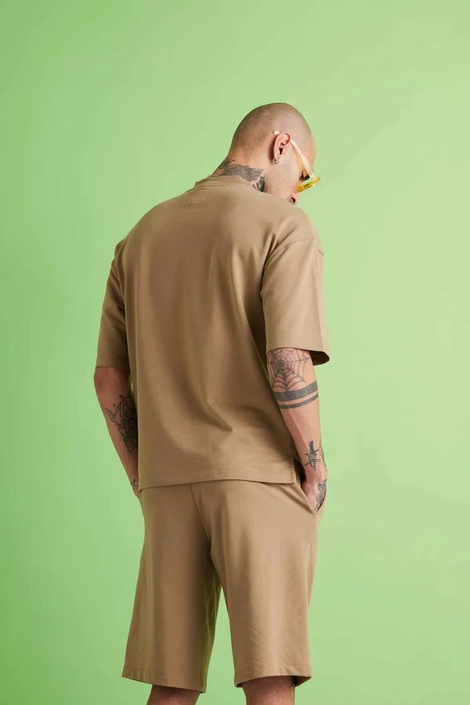 Dapper Zip-up Tee - Sand