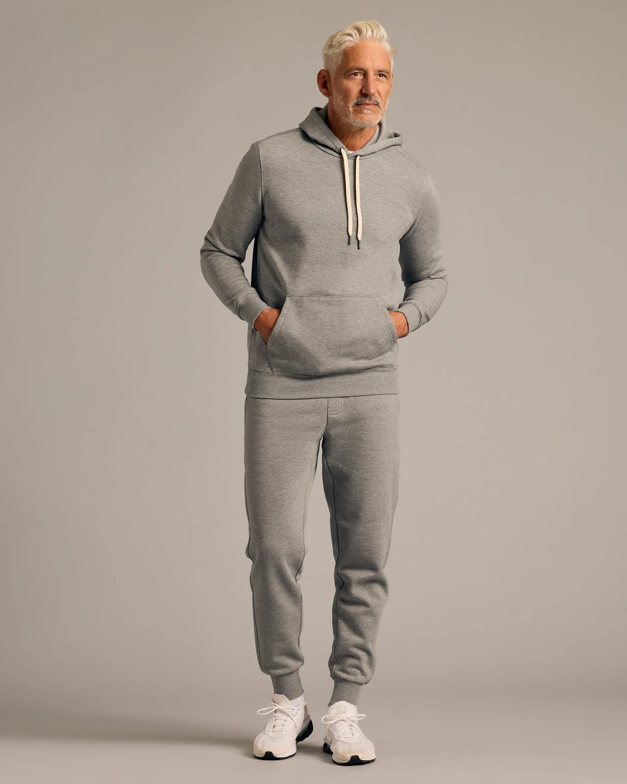 Dark Heather Gray Fleece French Terry Pullover Hoodie