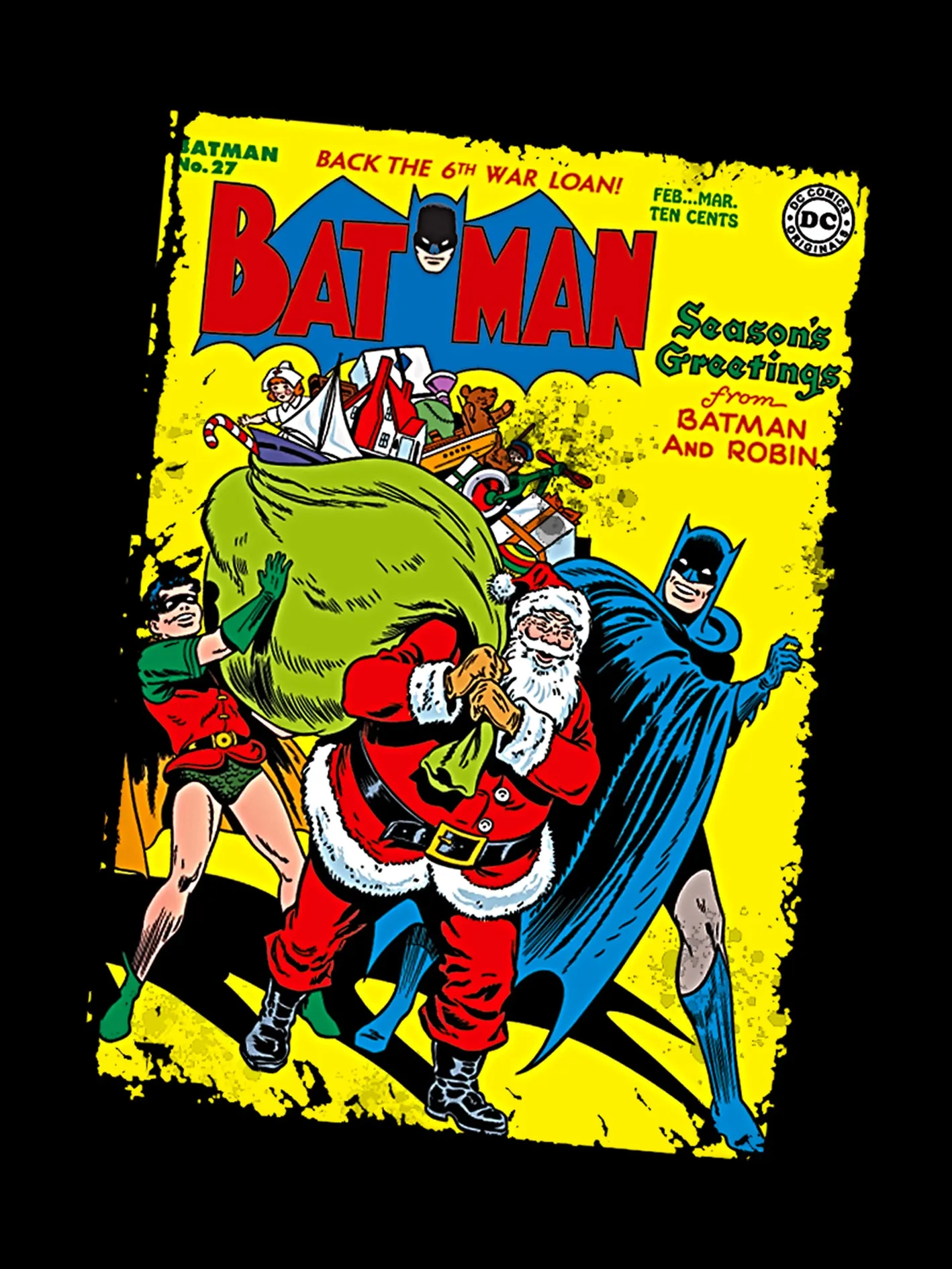 DC Comics Batman Cover 27 Xmas Men's T-shirt (Black)