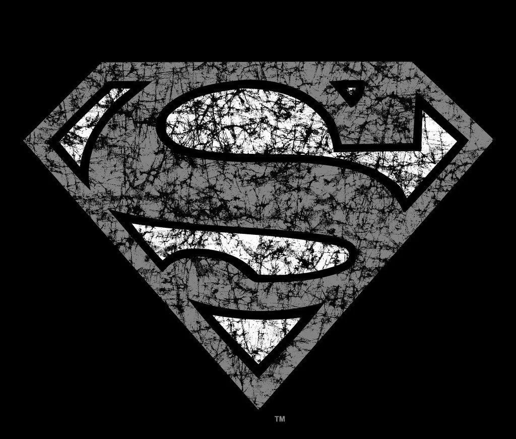 DC Comics Superman Logo Distressed Official Men's T-shirt (Black)
