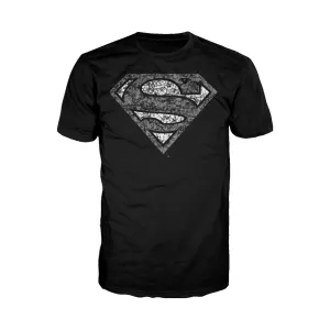 DC Comics Superman Logo Distressed Official Men's T-shirt (Black)