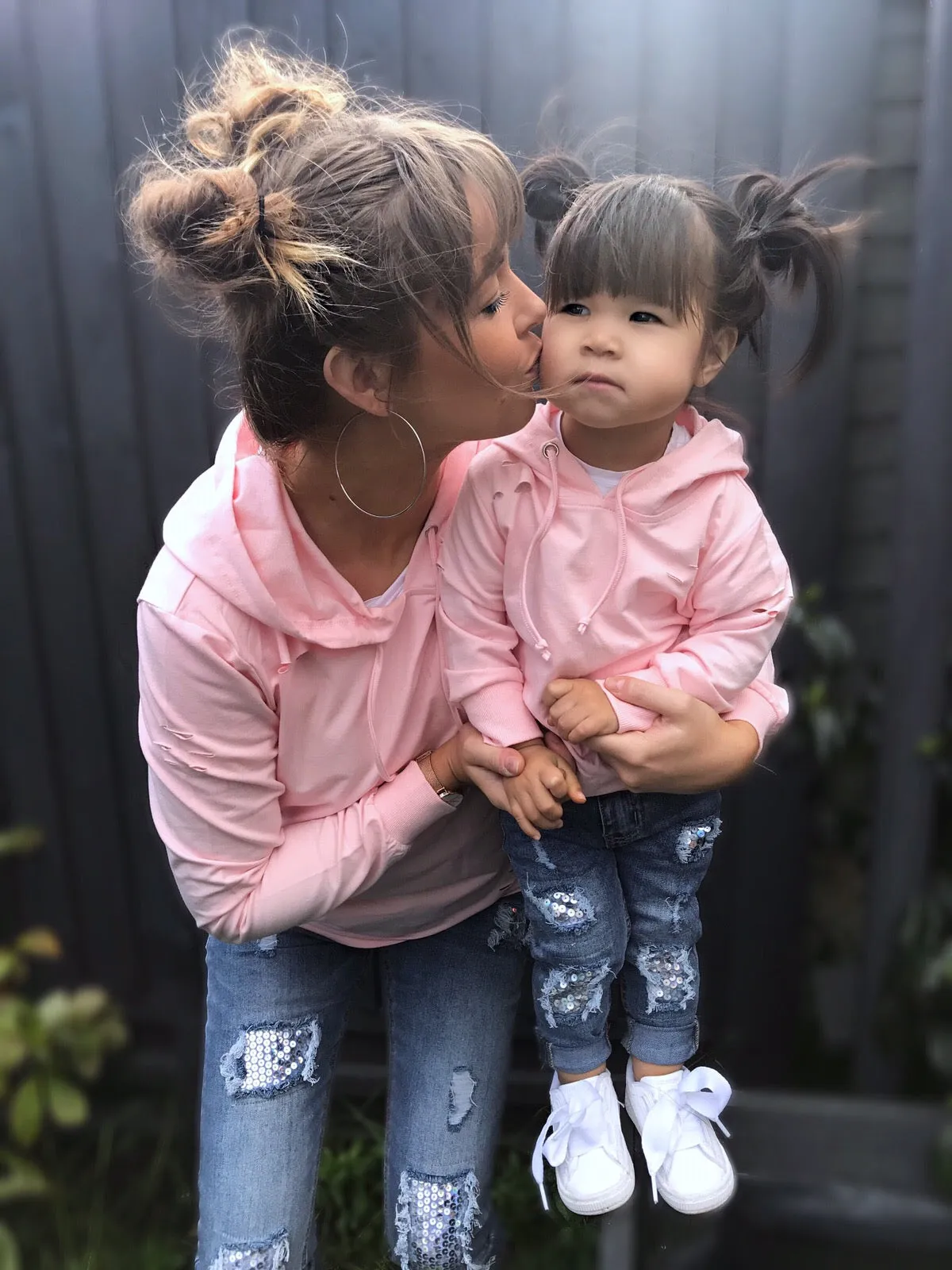Distressed pink hoodie - ADULT