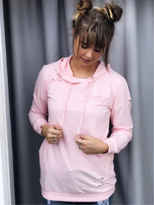Distressed pink hoodie - ADULT