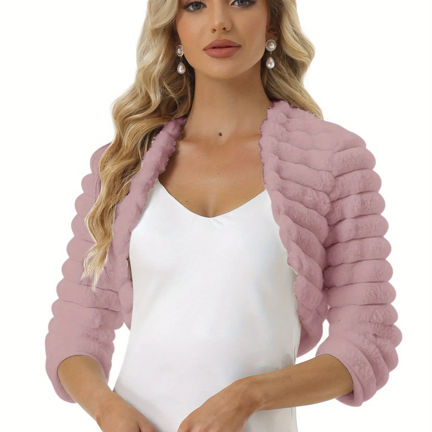 Elegant Allegra K Womens Fluffy Faux Fur Bolero Shrug