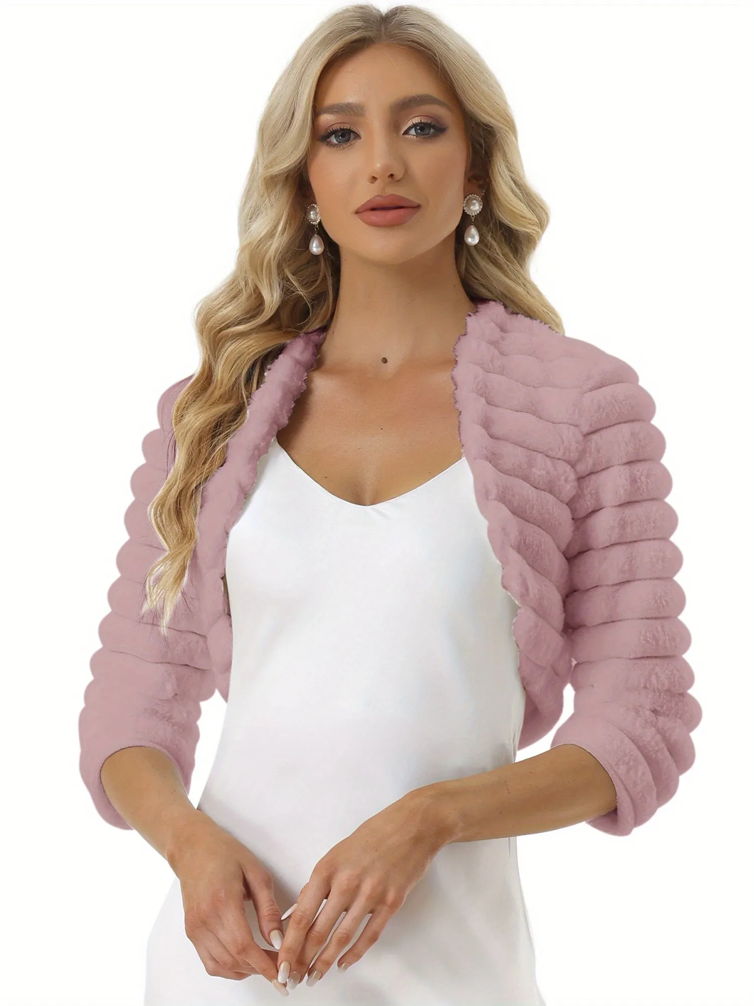Elegant Allegra K Womens Fluffy Faux Fur Bolero Shrug
