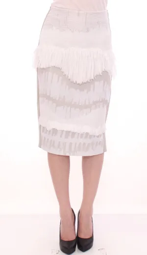Elegant Pencil Skirt in White and Gray Tones