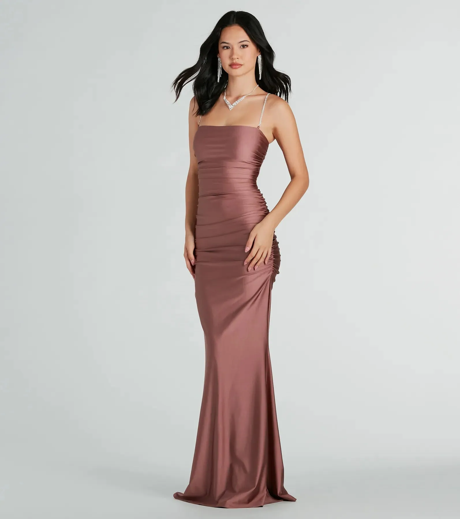 Eliena Formal Rhinestone Strap Mermaid Dress