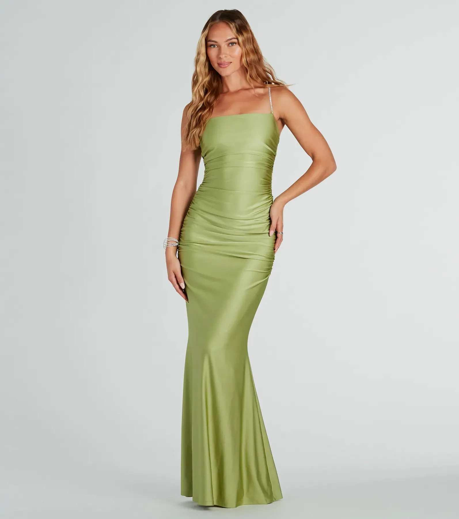 Eliena Formal Rhinestone Strap Mermaid Dress