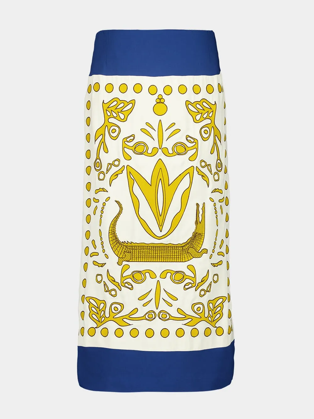 Elizabeth Vanilla Custard Embroidered Pencil Skirt
