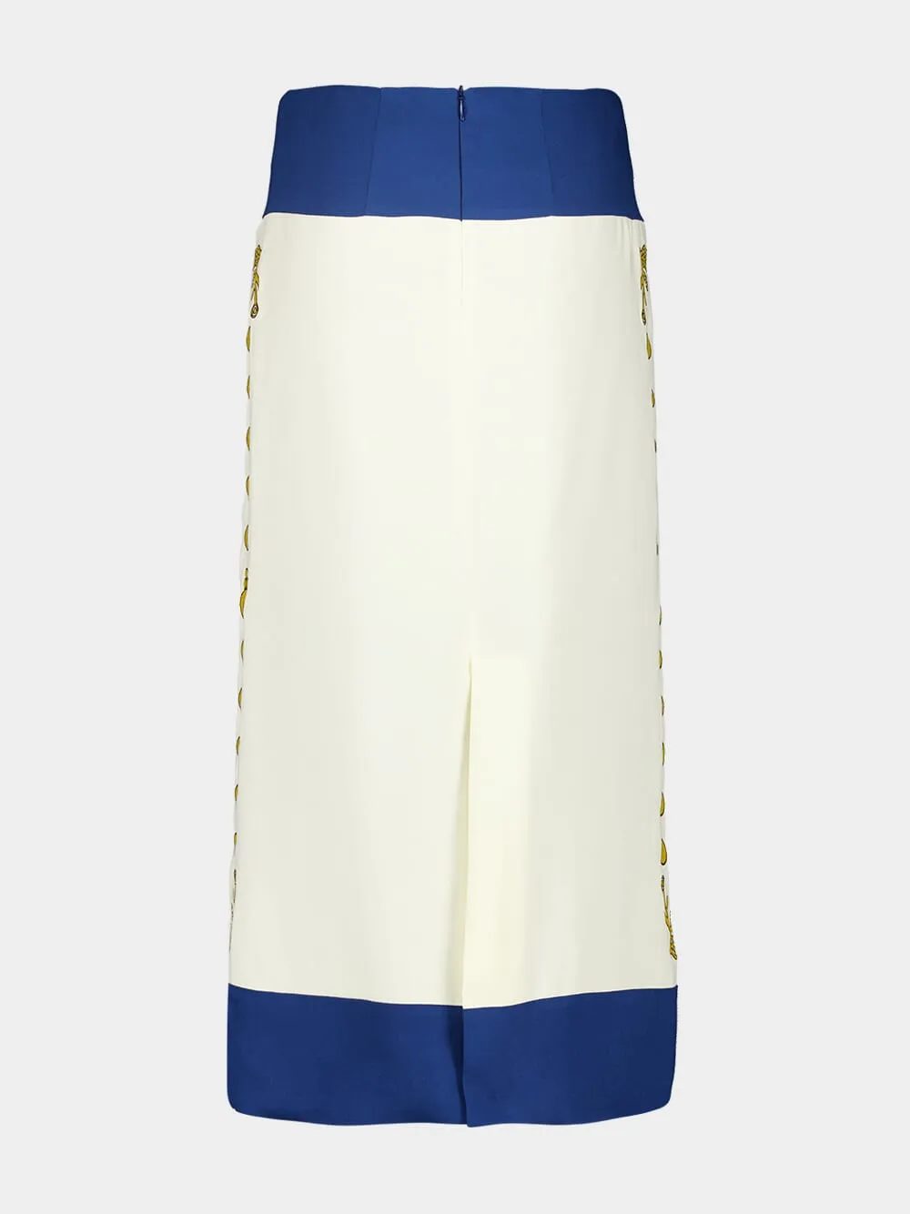 Elizabeth Vanilla Custard Embroidered Pencil Skirt