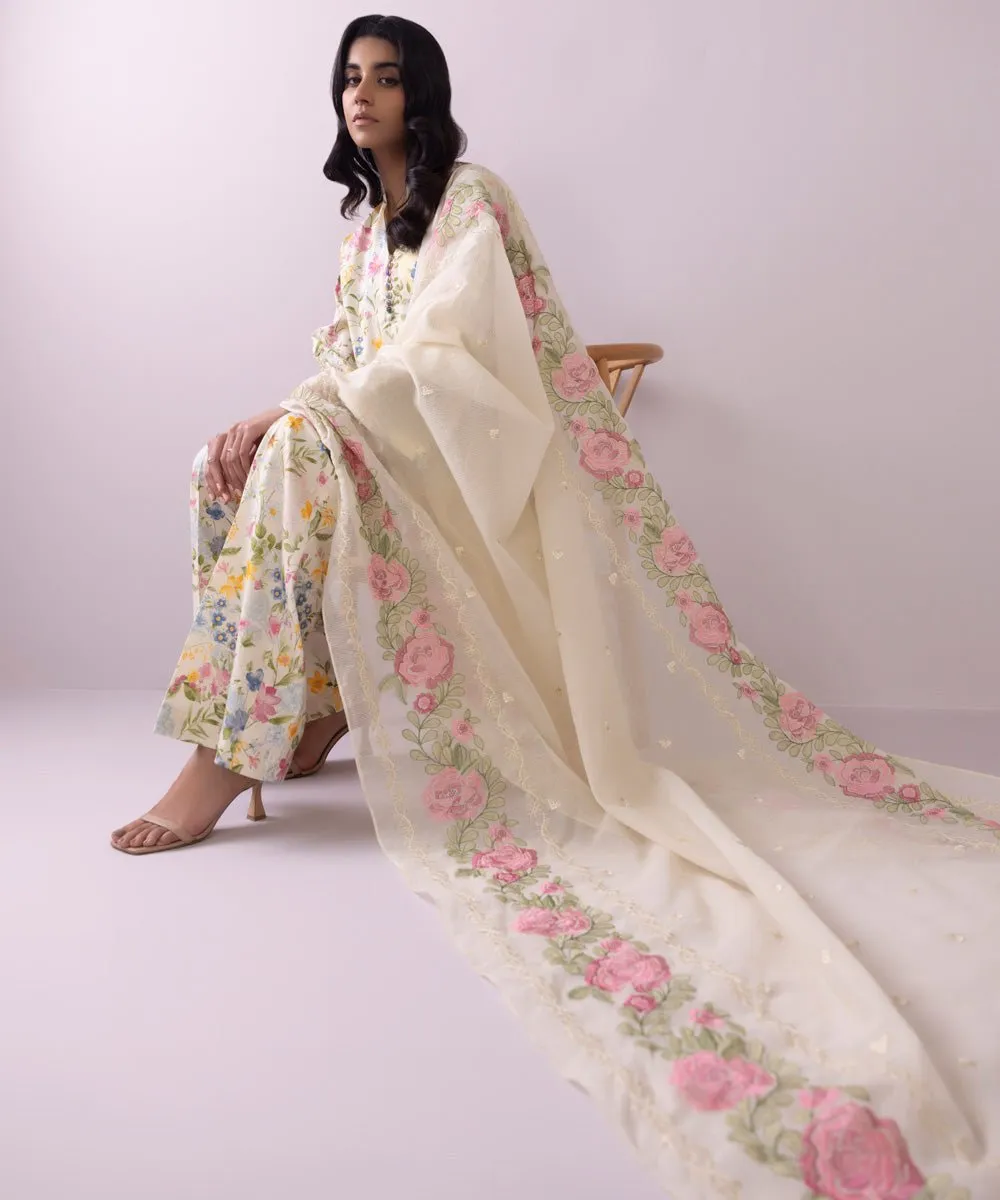 Embroidered Cotton Satin Shirt