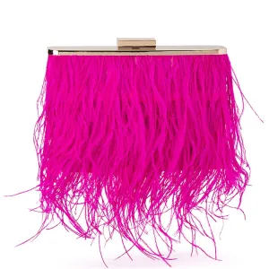 Estelle Feather Fringed Shoulder Bag in Fuchsia