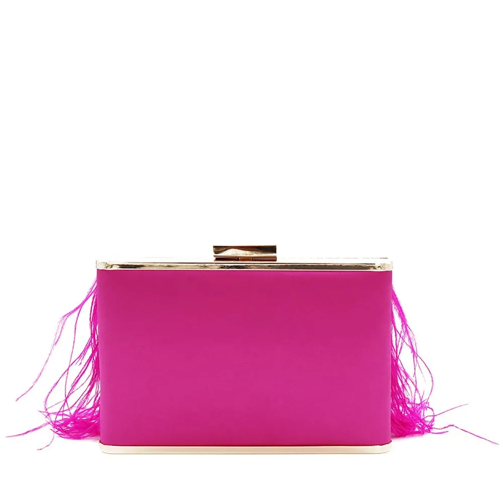 Estelle Feather Fringed Shoulder Bag in Fuchsia