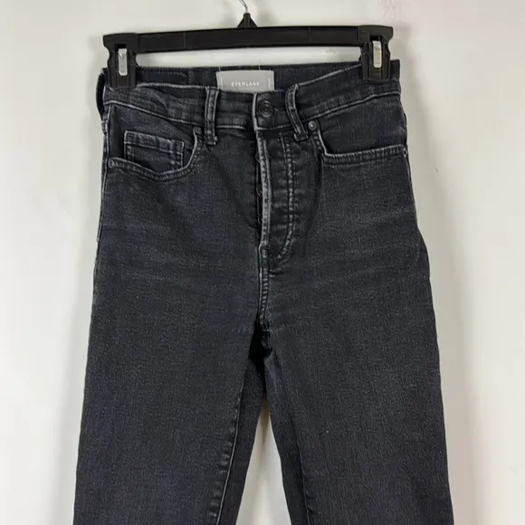 EVERLANE High Rise Slim Straight Cigarette Jeans Size 26 Black