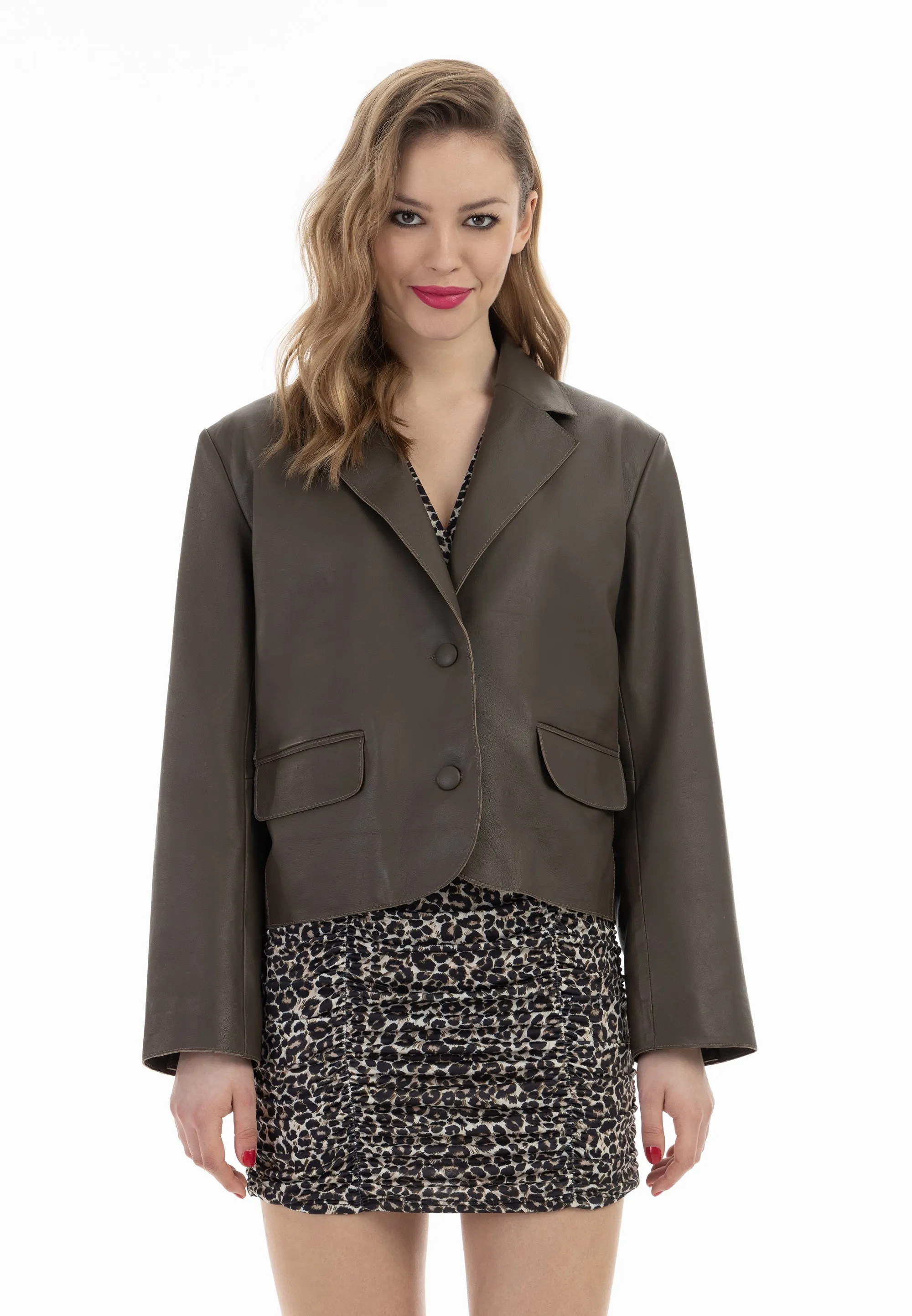 faina Women's Leather Blazer
