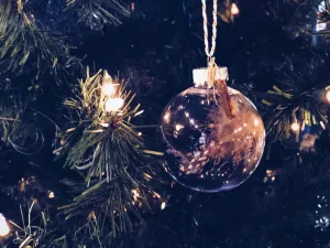 F&F FEATHER AND SMOKEY QUARTZ ORNAMENT