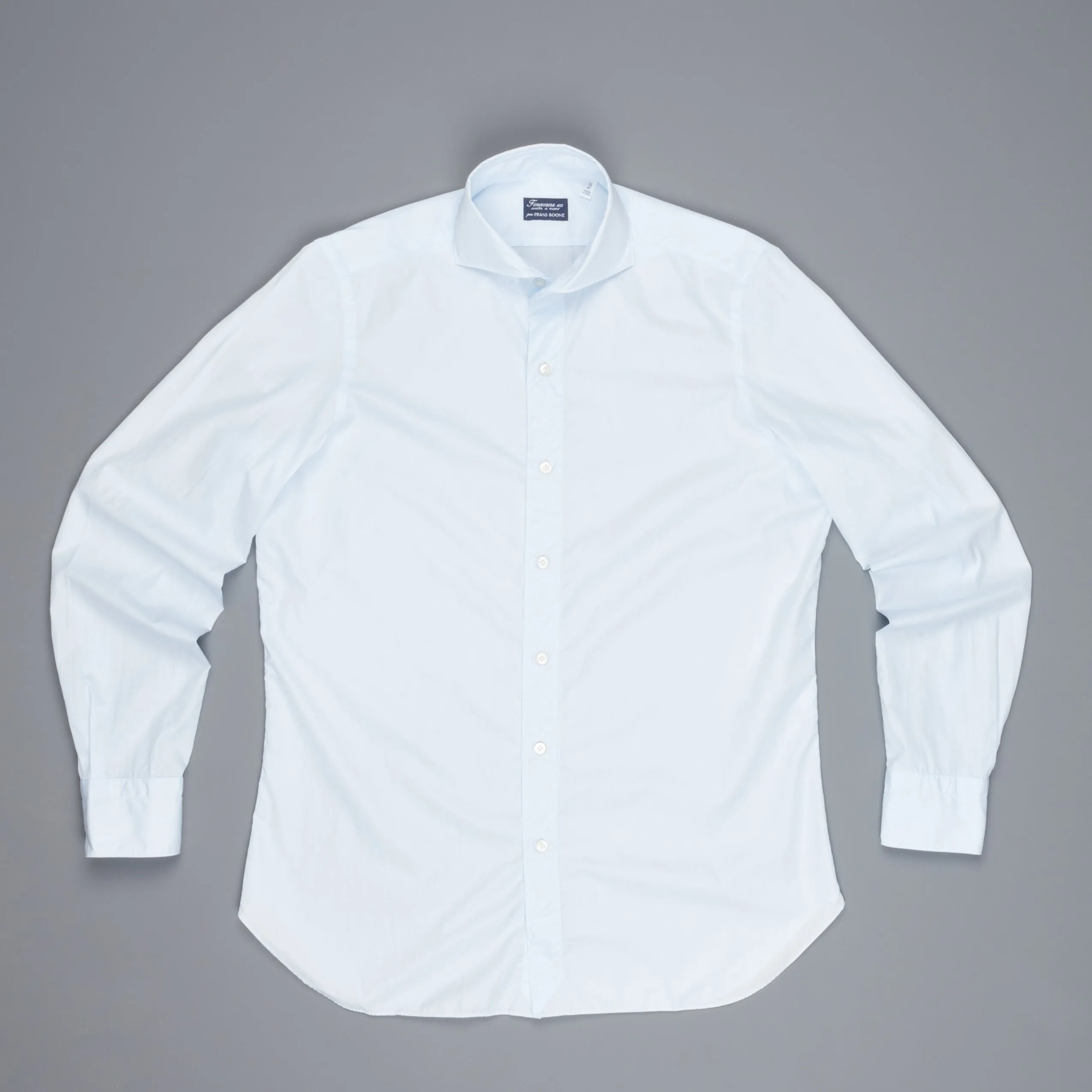 Finamore Gaeta Shirt Sergio Collar Alumo Poplin Celeste