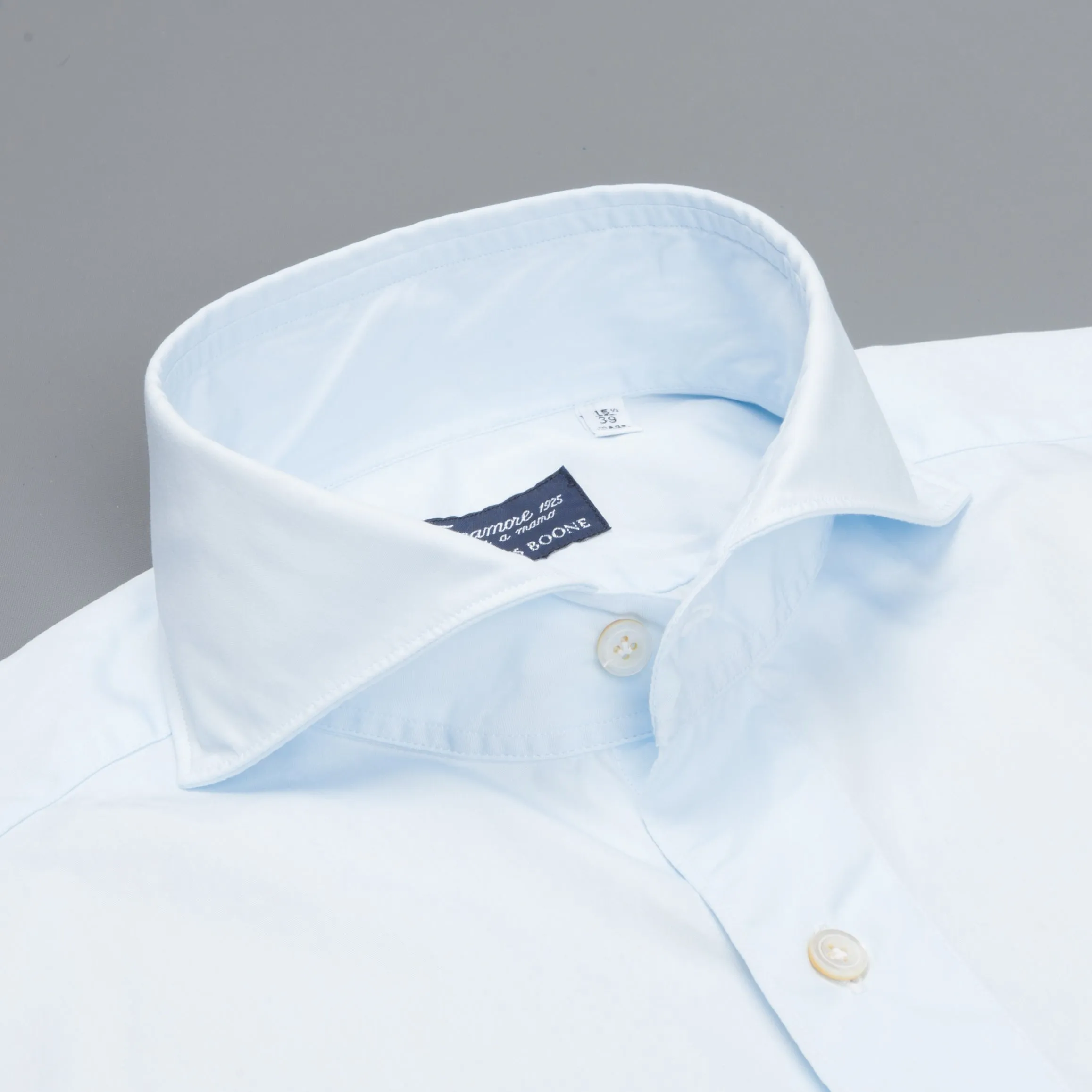Finamore Gaeta Shirt Sergio Collar Alumo Poplin Celeste