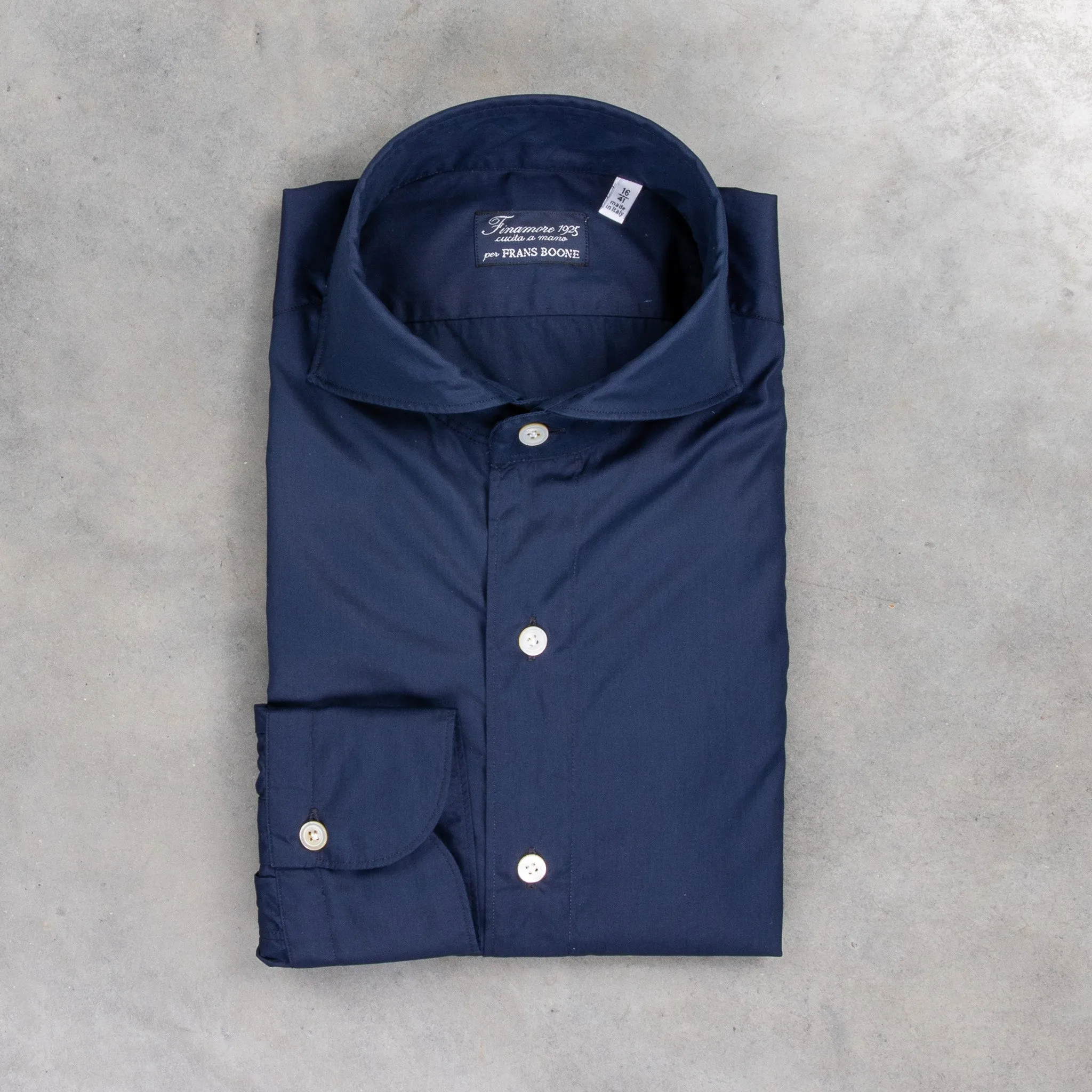 Finamore Gaeta Shirt Sergio Collar Poplin navy