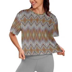 Fire Feather White Women's Cropped T-shirt