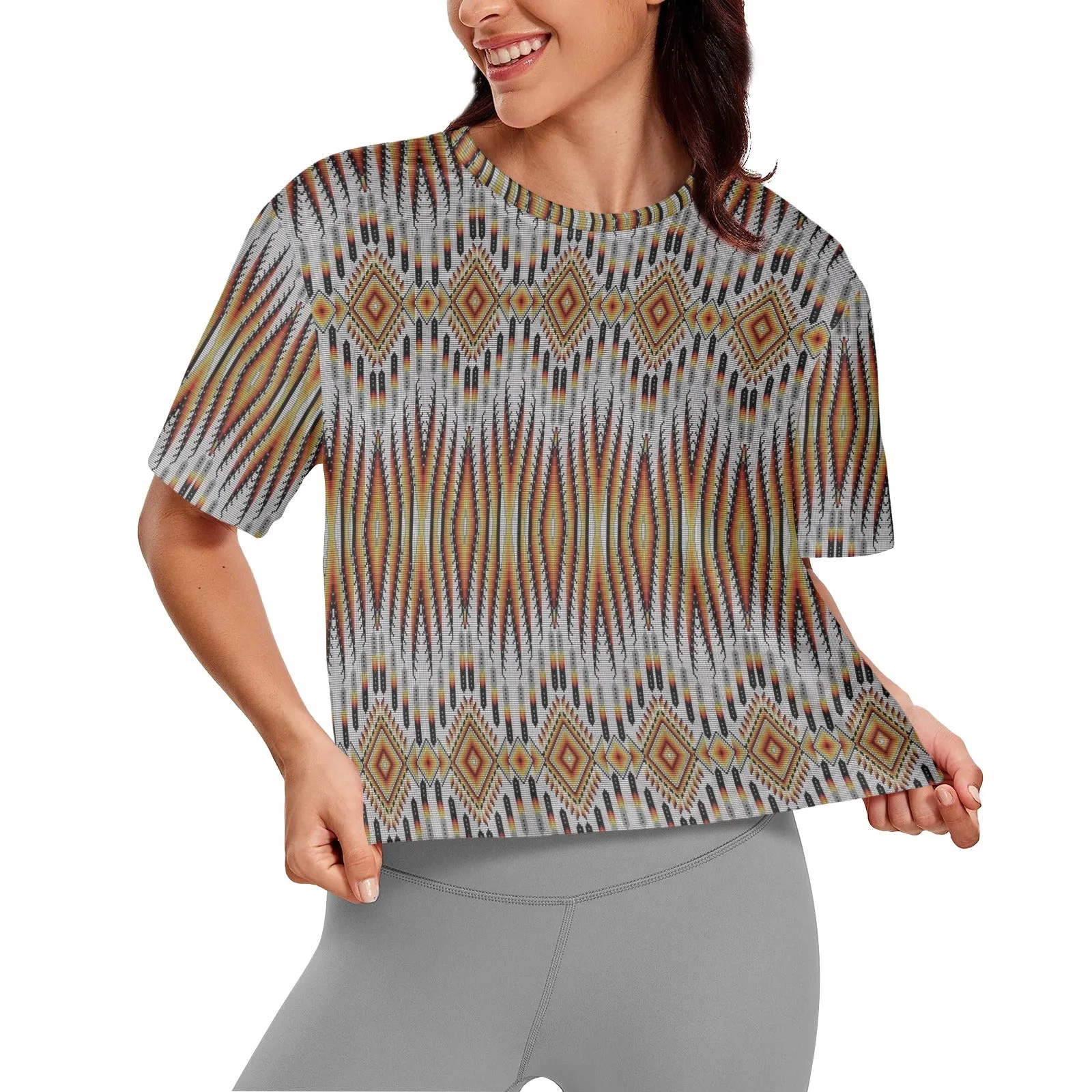 Fire Feather White Women's Cropped T-shirt