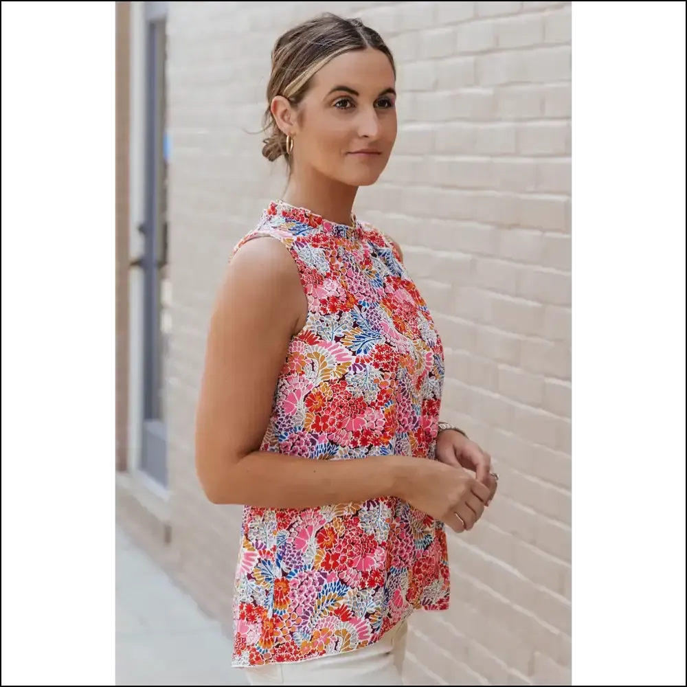Floral Fantasy Sleeveless Casual Shirt: Arms Out, Blooms Out! 🌸 Needful Things