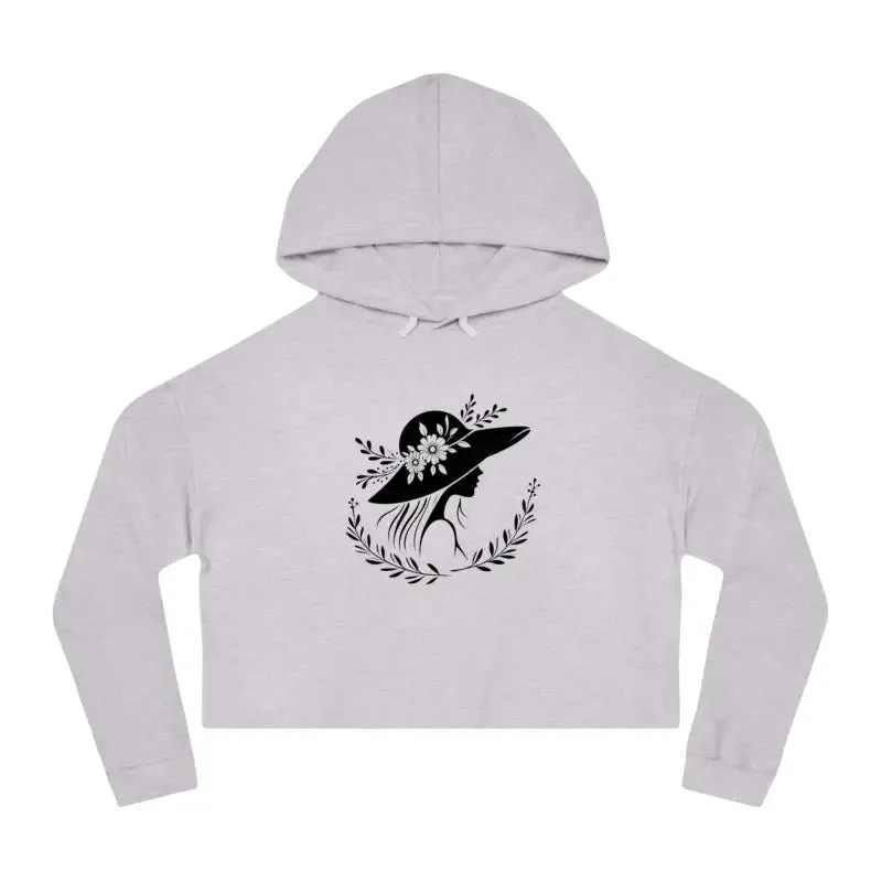 Flower Heart Cropped Hooded Sweatshirt Chic