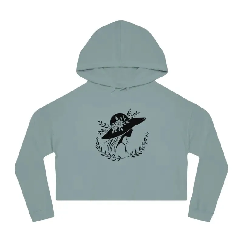 Flower Heart Cropped Hooded Sweatshirt Chic