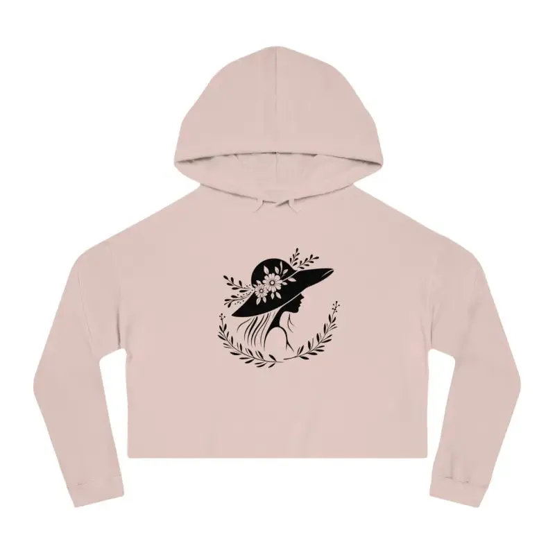 Flower Heart Cropped Hooded Sweatshirt Chic
