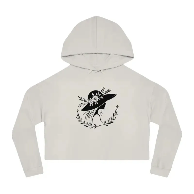 Flower Heart Cropped Hooded Sweatshirt Chic