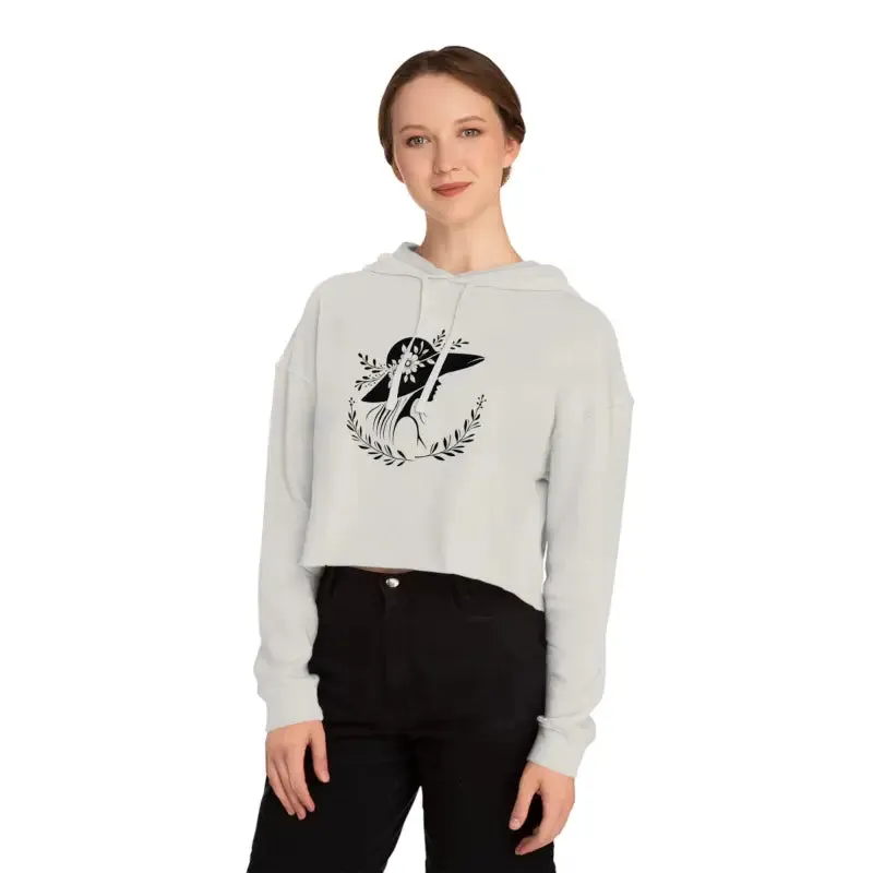 Flower Heart Cropped Hooded Sweatshirt Chic