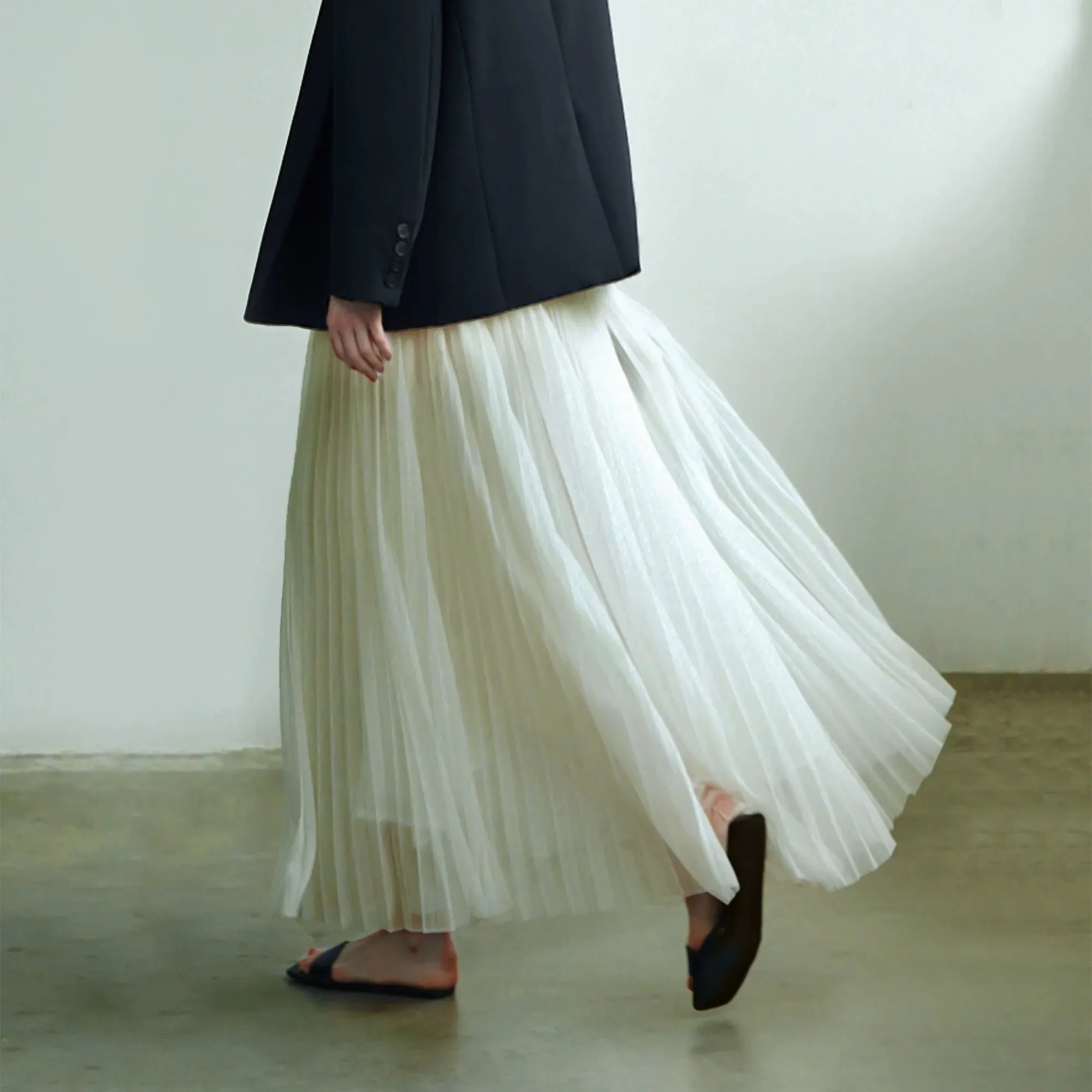 Flowing Pleated Maxi Skirt