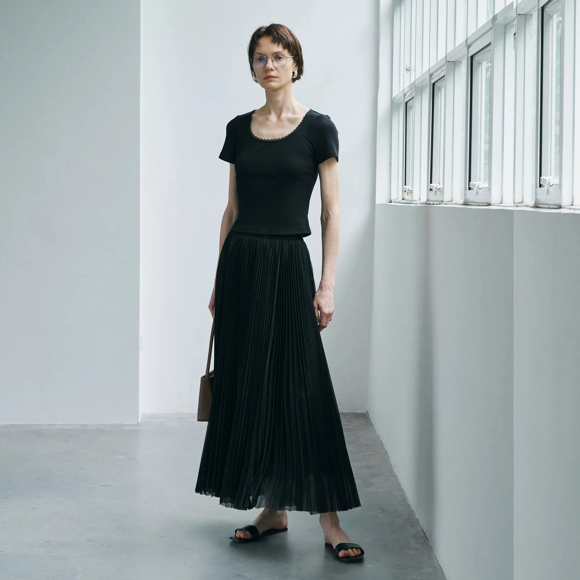 Flowing Pleated Maxi Skirt