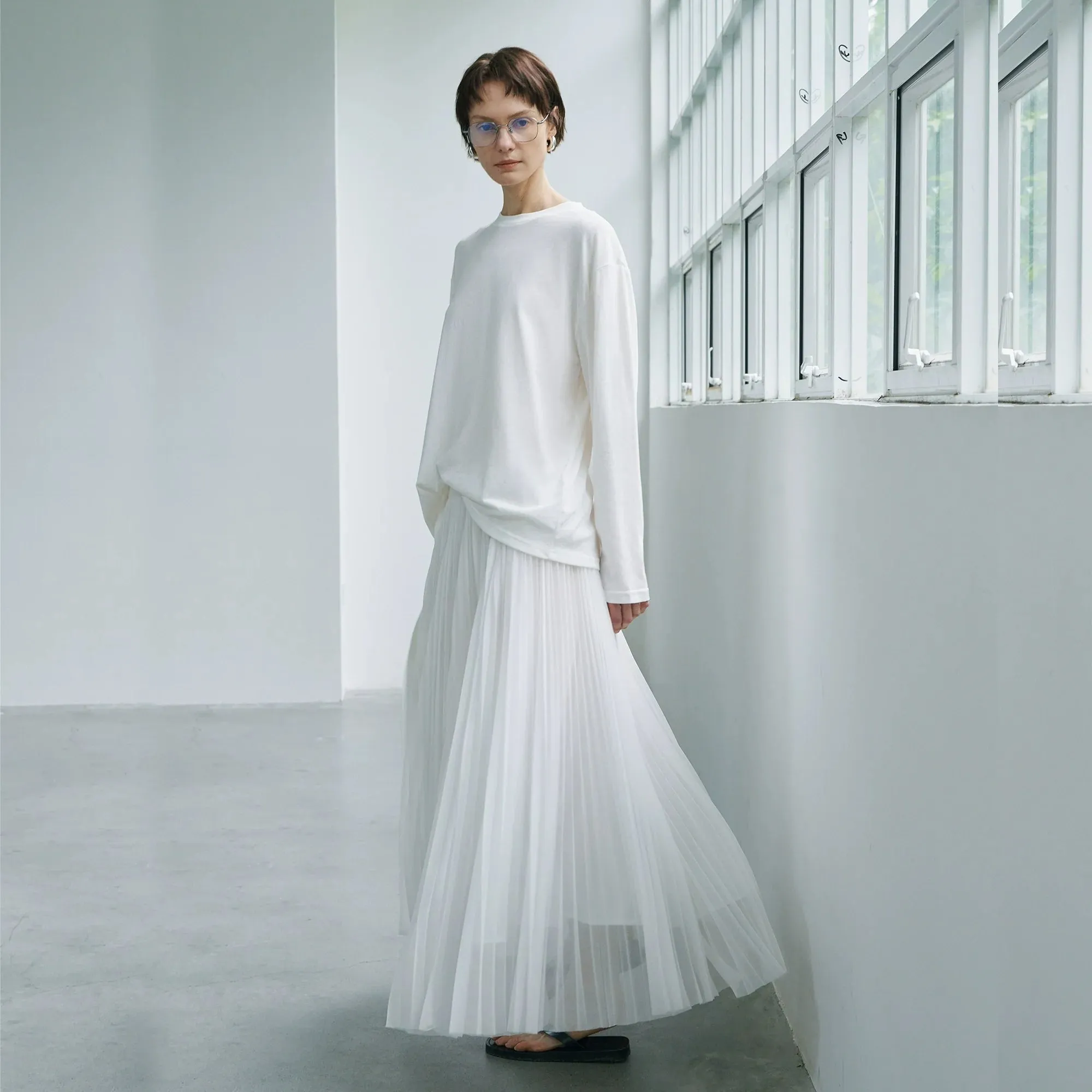 Flowing Pleated Maxi Skirt