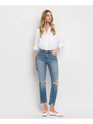 Flying Monkey High Rise Distressed Hem Slim Straight