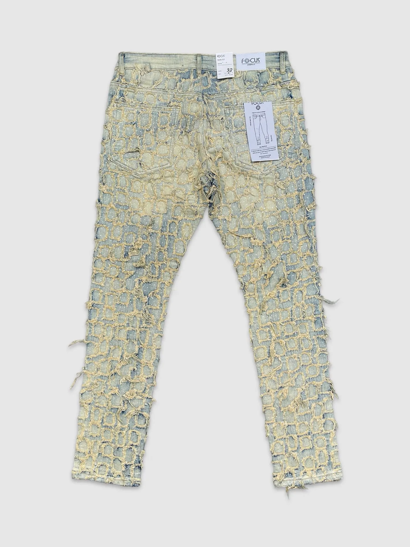 FOC-5248SF-All Over Stone Slim Fit Jeans