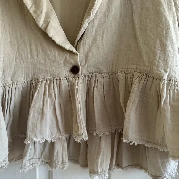 Free People Women’s Medium Lyra Beige Tiered Bed Jacket Boho Peasant