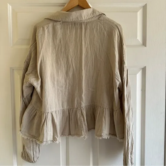 Free People Women’s Medium Lyra Beige Tiered Bed Jacket Boho Peasant
